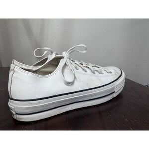 Converse Platform Sneakers White Leather Chunky Low Top Women 11 Minimal Clean
